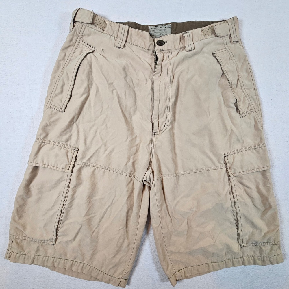 Bugle Boy Cargo Shorts Men 34W Tan Utility Gorpcore‎ Cotton Nylon Relaxed Fit